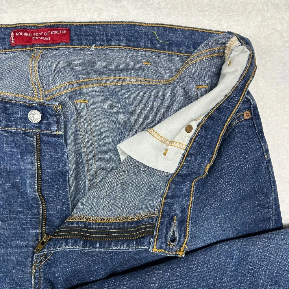 Levi's 515 Nouveau Boot Cut Stretch Jeans Womens Blue Denim High Waisted - 41X32